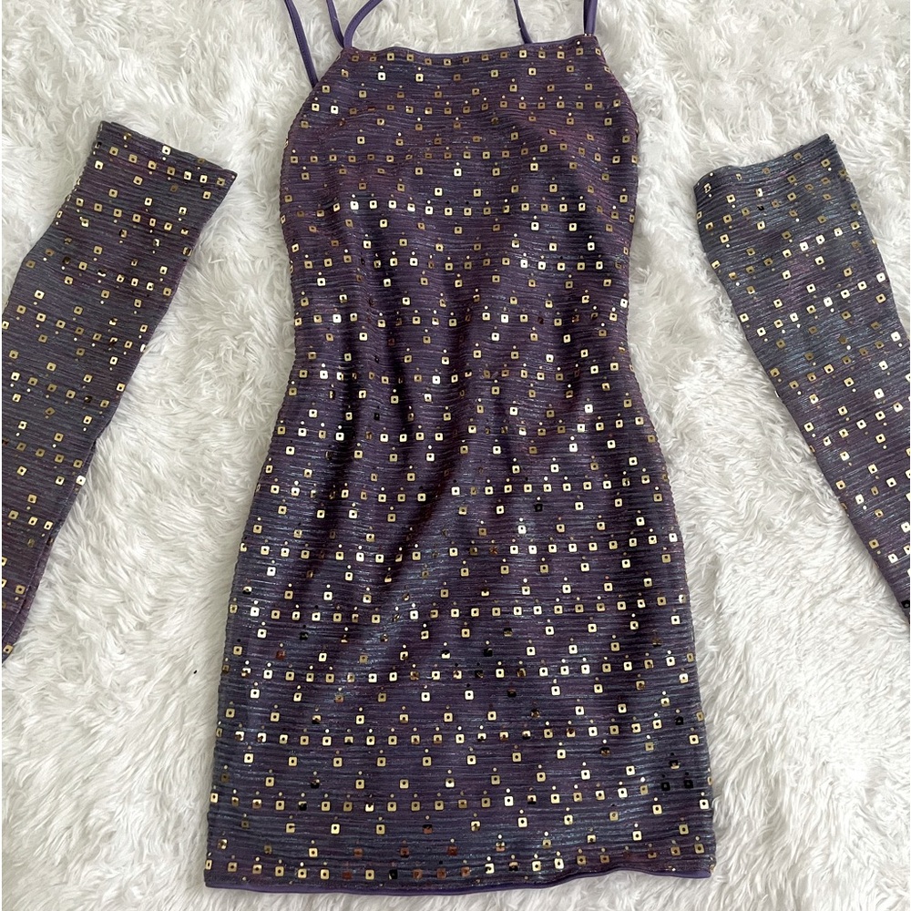 Disco Bodycon Mini Dress with Sleeves